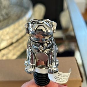 Pottery Barn bulldog wine bottle stopper, new in box, never used
